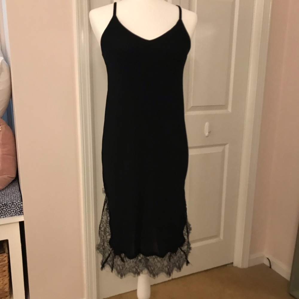 Slip dress with lace hem